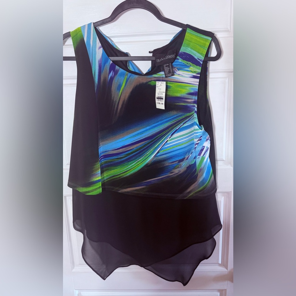 #6 NWT Absolutely beautiful Frank Lyman Design Blue & Green Abstract Sleeveless